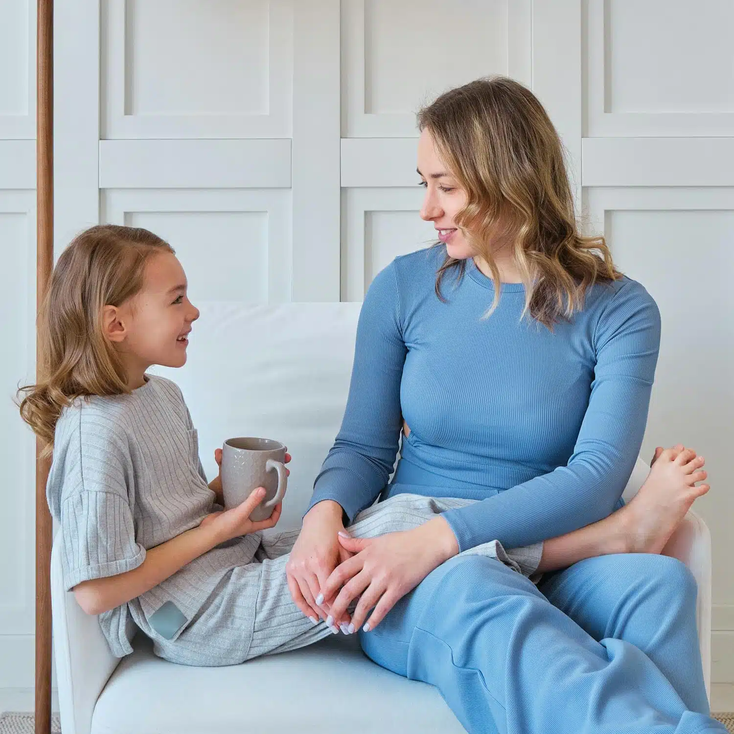 Family discussing financial planning with a focus on secure transactions